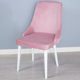 Scaun ATENA lemn alb, tapiterie roz